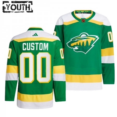 Lapsille NHL Minnesota Wild Pelipaita Custom Adidas 2022-23 Reverse Retro 2.0 Vihreä Authentic